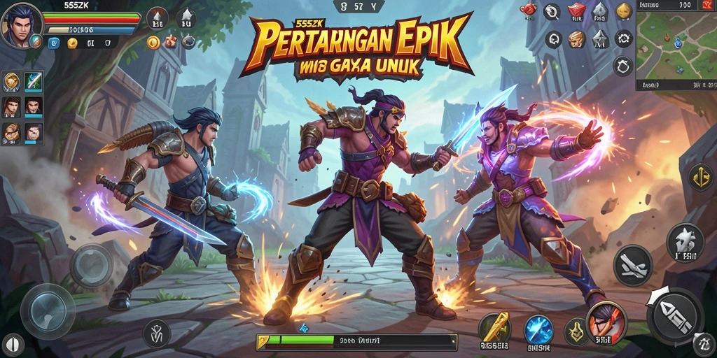 Tampilan aksi pertarungan nyata dalam gameplay 555ZK.