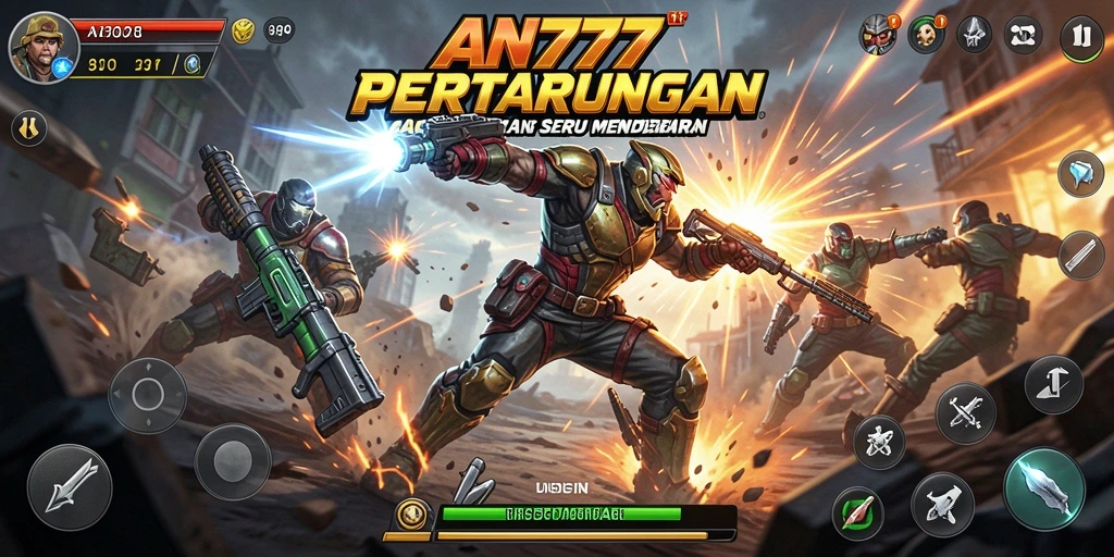 Tangkapan layar gameplay AN777 menampilkan aksi pertarungan yang mendebarkan.