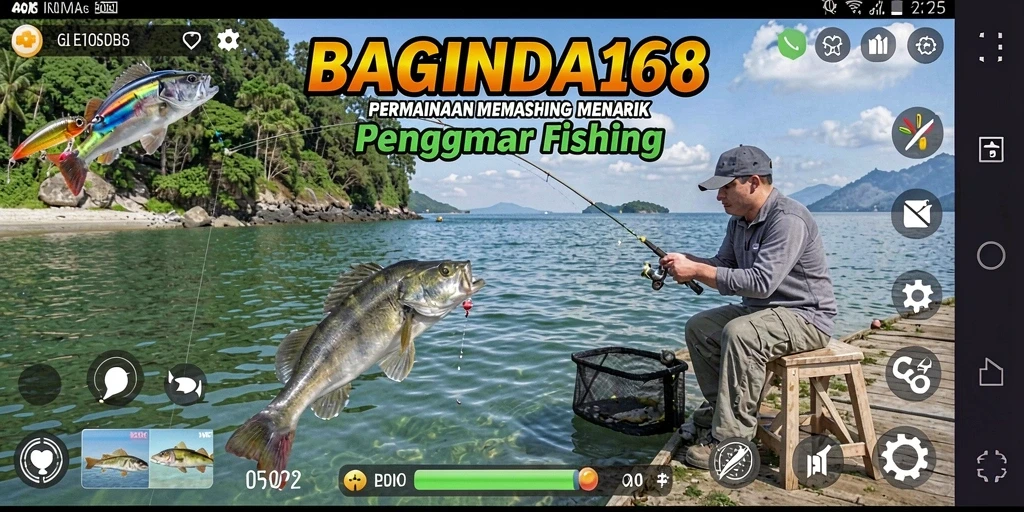 Screenshot gameplay BAGINDA168 dengan tampilan memancing yang seru.