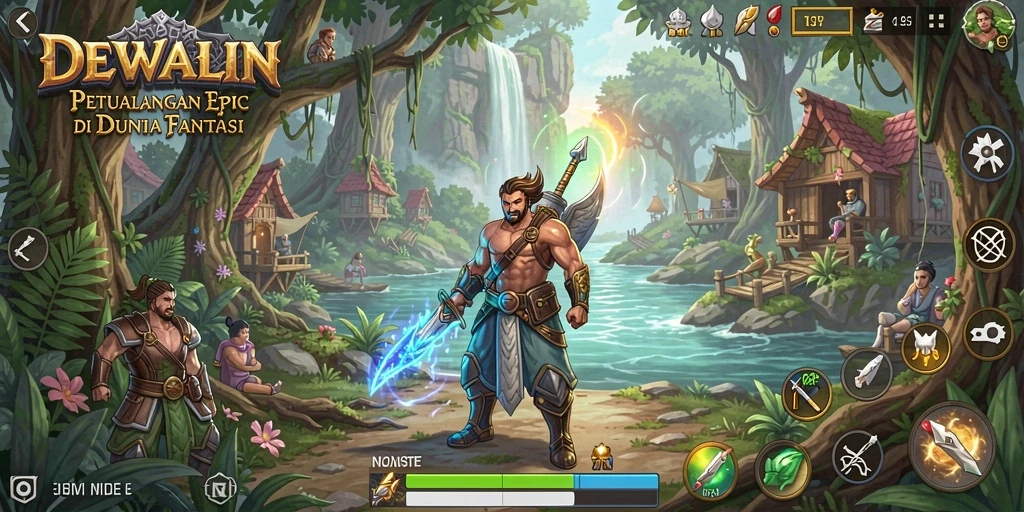 Tampilan gameplay DEWALIN yang epik dan mendebarkan.