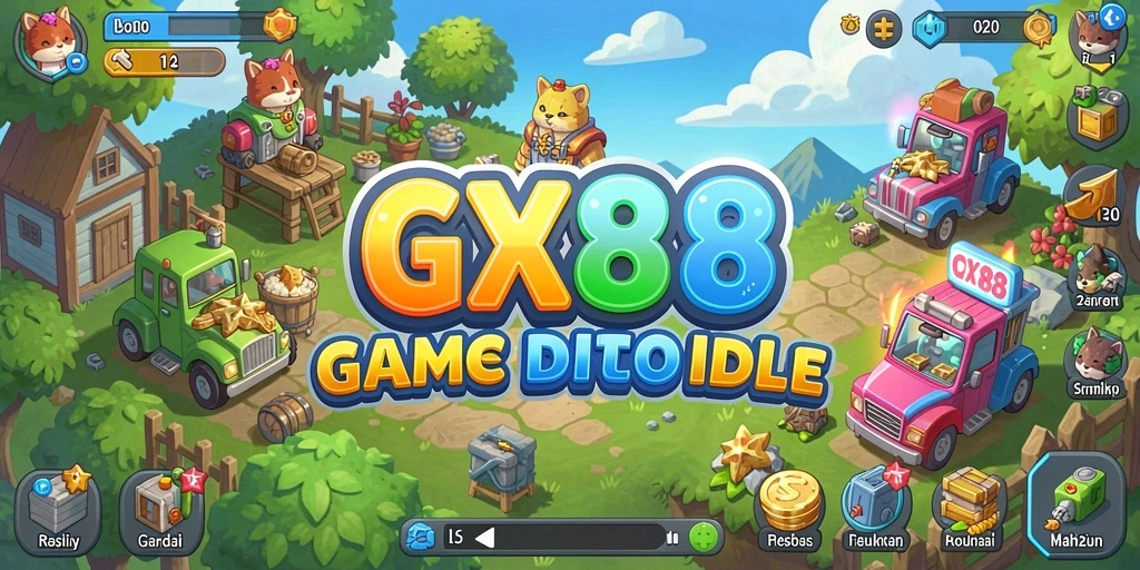 Tampilan utama GX88 dengan karakter yang aktif dalam gameplay Idle.