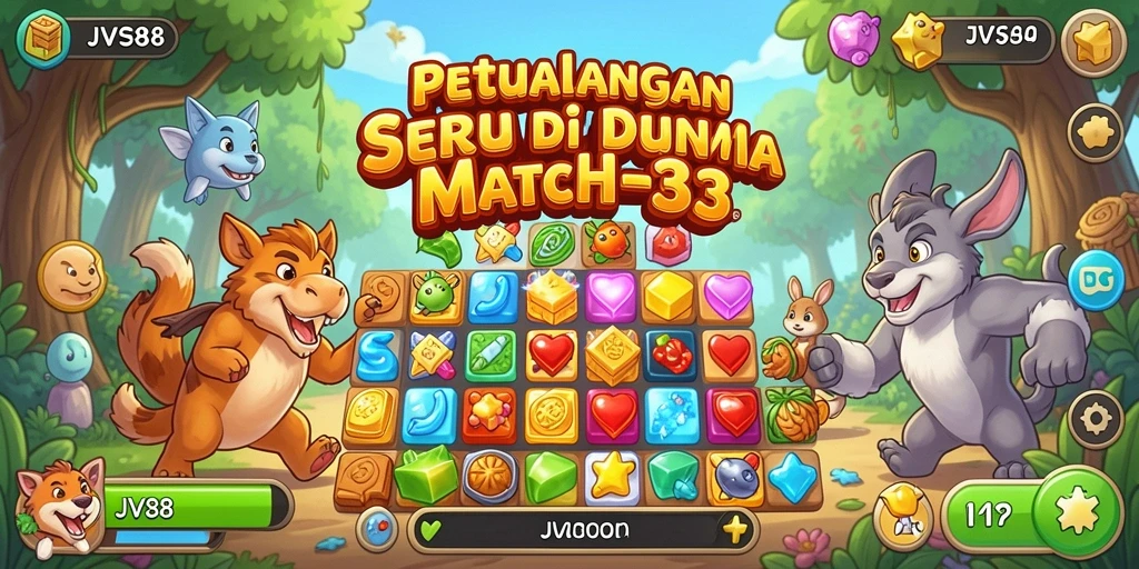 Screenshot gameplay JVS88 menampilkan aksi Match-3 yang seru.