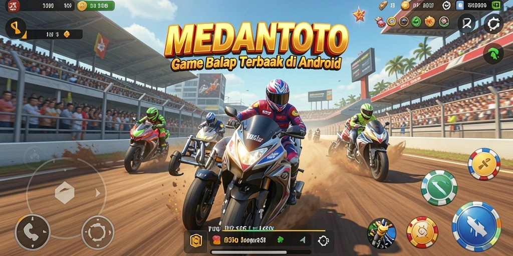 Screenshot dari gameplay MEDANTOTO menampilkan aksi balap yang mendebarkan.