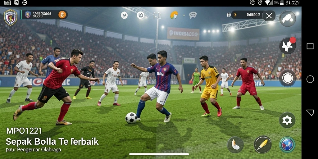 Tampilan gameplay menarik di MPO1221 dengan aksi sepak bola yang seru.