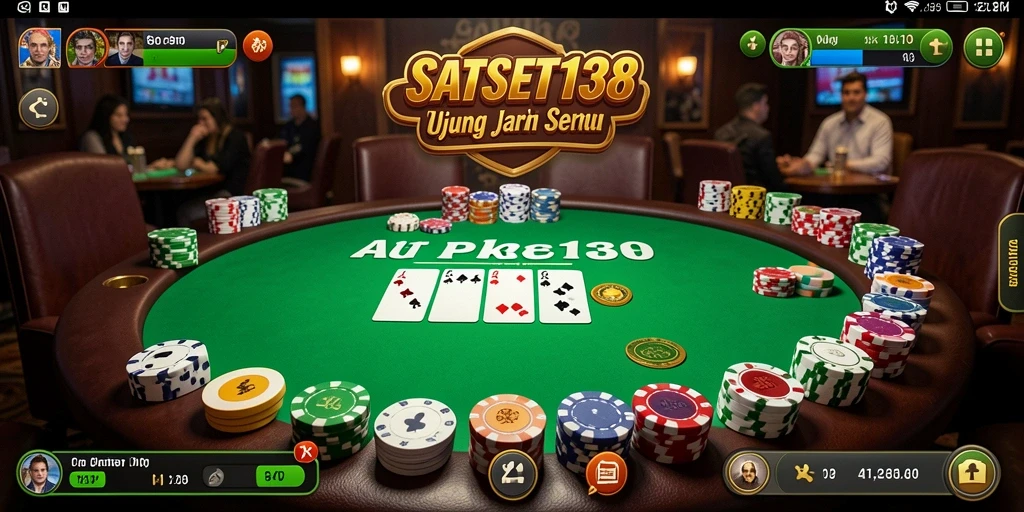 Tampilan gameplay Poker yang mendebarkan di SATSET138.