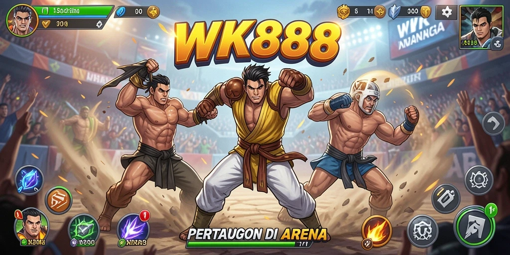 Screenshot gameplay WK888 dengan pertarungan seru dan karakter yang kuat.